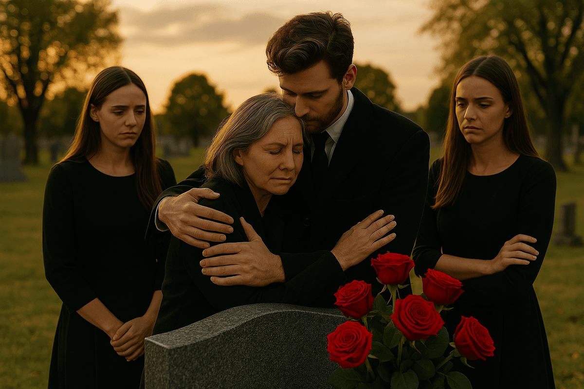 Family at the cemetery